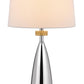 31" Brown Metal Geometric USB Table Lamp With White Empire Shade