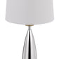 31" Brown Metal Geometric USB Table Lamp With White Empire Shade