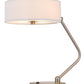 20" Brown Metal Two Light Lantern Desk USB Table Lamp With White Drum Shade