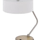 20" Brown Metal Two Light Lantern Desk USB Table Lamp With White Drum Shade