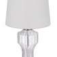 26" Clear Glass Table Lamp With White Empire Shade