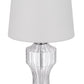 26" Clear Glass Table Lamp With White Empire Shade