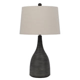 29" Black Ceramic Round Table Lamp With Beige Empire Shade