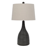 29" Black Ceramic Round Table Lamp With Beige Empire Shade