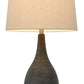 29" Black Ceramic Round Table Lamp With Beige Empire Shade
