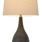 29" Black Ceramic Round Table Lamp With Beige Empire Shade