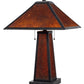 24" Burnt Orange Metal Two Light Table Lamp With Amber Square Shade