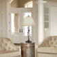 32" Rust Metal Table Lamp With Gray Empire Shade