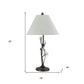32" Rust Metal Table Lamp With Gray Empire Shade