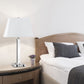 28" Nickel Metal USB Table Lamp With White Shade