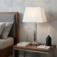 28" Nickel Metal USB Table Lamp With White Shade