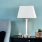 28" Nickel Metal USB Table Lamp With White Shade