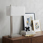 25" Nickel Metal Desk USB Table Lamp With White Shade