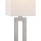 24" Nickel Metal Desk Usb Table Lamp With White Drum Shade
