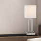 24" Nickel Metal Desk Usb Table Lamp With White Drum Shade