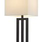 30" Black Metal USB Table Lamp With White Shade