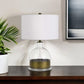 25" Nickel Glass Globe Table Lamp With White Drum Shade
