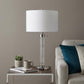 31" Silver Metallic Metal Two Light Cylinder Table Lamp With White Drum Shade