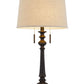 32" Charcoal Two Light Table Lamp With Tan Drum Shade
