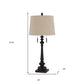 32" Charcoal Two Light Table Lamp With Tan Drum Shade