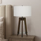 32" Brown Metal Tripod Table Lamp With Off White Drum Shade