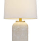 24" Ivory Metal Table Lamp With White Drum Shade