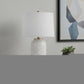 24" Ivory Metal Table Lamp With White Drum Shade