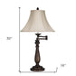 30" Rust Metal Table Lamp With Pearl Bell Shade