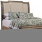 Brown and Beige Distressed Solid Wood And Faux Leather Queen Bed Frame with Nailhead Trim