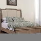 Brown and Beige Distressed Solid Wood And Faux Leather California King Bed Frame with Nailhead Trim