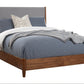 Brown and Gray Solid Wood And Linen Queen Bed Frame