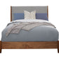 Brown and Gray Solid Wood And Linen Queen Bed Frame