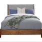 Brown and Gray Solid Wood And Linen California King Bed Frame