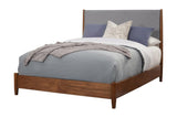Brown and Gray Solid Wood And Linen California King Bed Frame