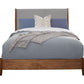 Brown and Gray Solid Wood And Linen California King Bed Frame