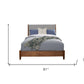 Brown and Gray Solid Wood And Linen California King Bed Frame