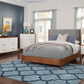 Brown and Gray Solid Wood And Linen King Bed Frame