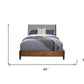 Brown and Gray Solid Wood And Linen King Bed Frame