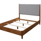Brown and Gray Solid Wood And Linen King Bed Frame