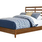 Brown Slat Back Solid Wood Queen Bed Frame