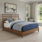 Brown Slat Back Solid Wood Queen Bed Frame