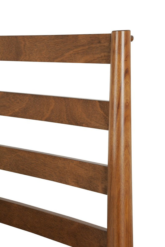 Brown Slat Back Solid Wood California King Bed Frame