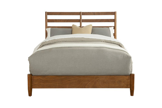 Brown Slat Back Solid Wood King Bed Frame