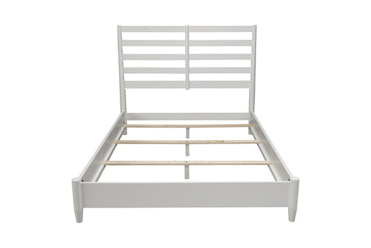 White Slat Back Solid Wood King Bed Frame