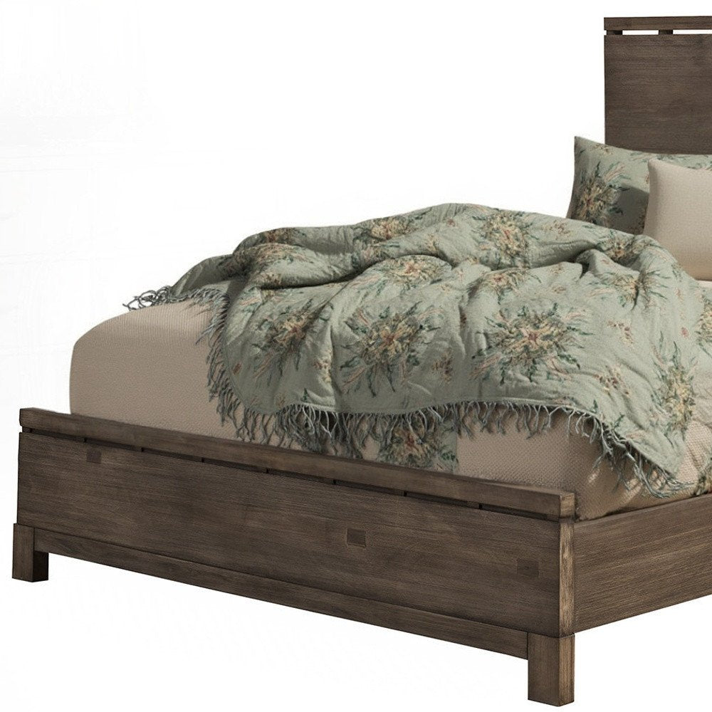 Gray Distressed Solid Wood Queen Bed Frame