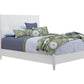 White Carved Geometric Solid Wood King Bed Frame