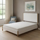 Natural and White Solid Wood And Upholstery California King Bed Frame