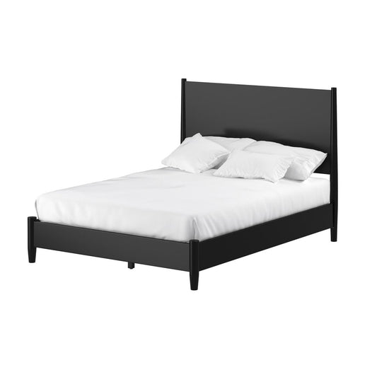 Black Solid Wood Queen Bed Frame
