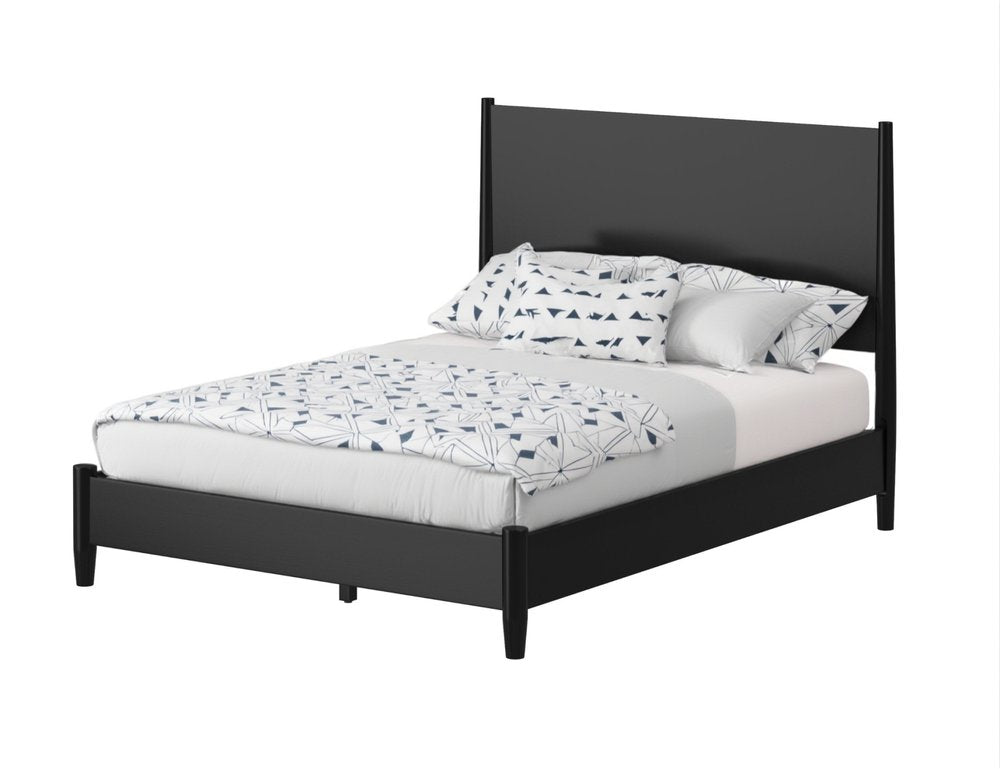 Black Solid Wood Queen Bed Frame