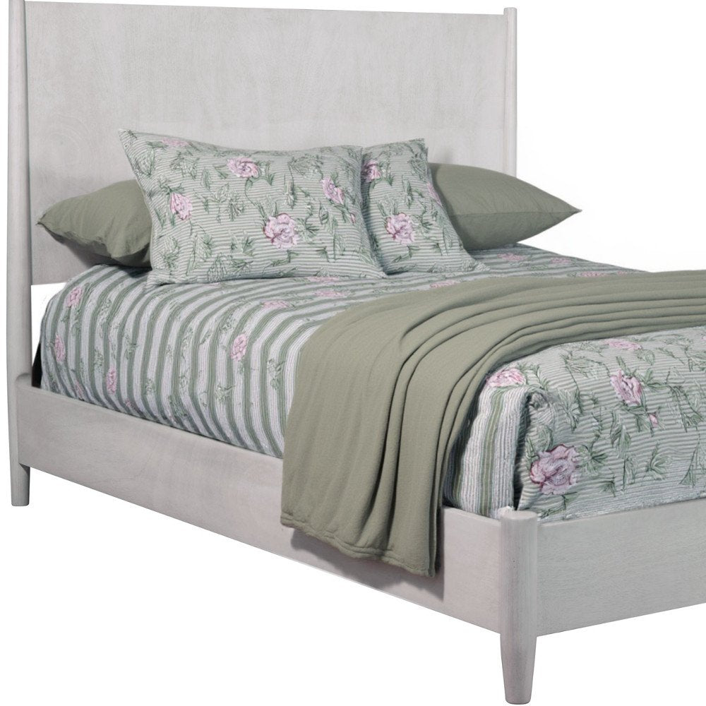 Gray Solid Wood Queen Bed Frame